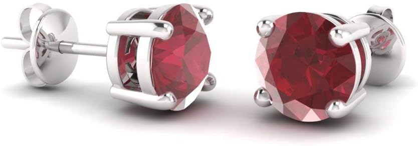 Natural and Certified Gemstone Solitaire Petite Stud Earrings in 14K White Gold | 0.44 Carat Earrings for Women