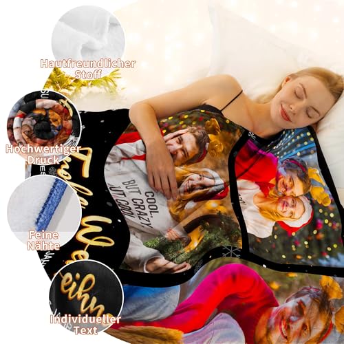 Easycosy Weihnahtsgeschenke für Frauen, Made in Germany - Personalisierte Decke mit Foto und Text, Kuscheldecke Fotodecke mit Eigenem Foto - Geschenke für Frauen Männer Freundin Papa Mama