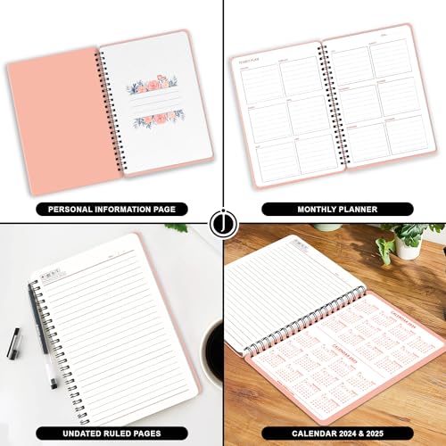 Image of Jhingalala Diaries - A5 Hardbound Floral Design Diary Cover With Initial Letter Wiro Notebook Diary With Dangler I Spiral Notebook With Planner and Calendar 2024 I 160 Undated Ruled Pages (Initial Y)