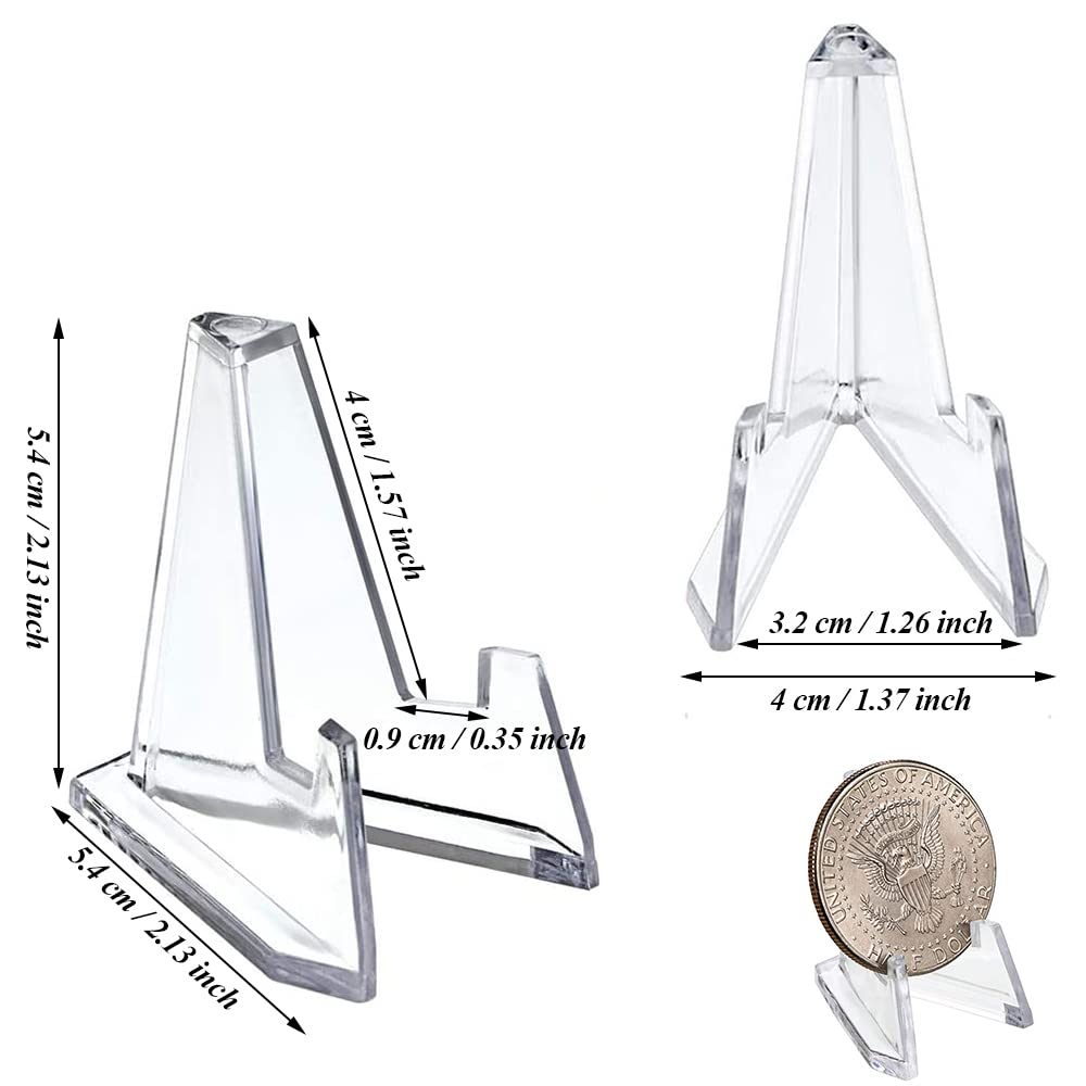 15 Supporti Espositori In Acrilico Trasparente - Cavalletti Da Tavolo Per Monete, Carte, Minerali - 5,1x6,9 Cm - Foto 2
