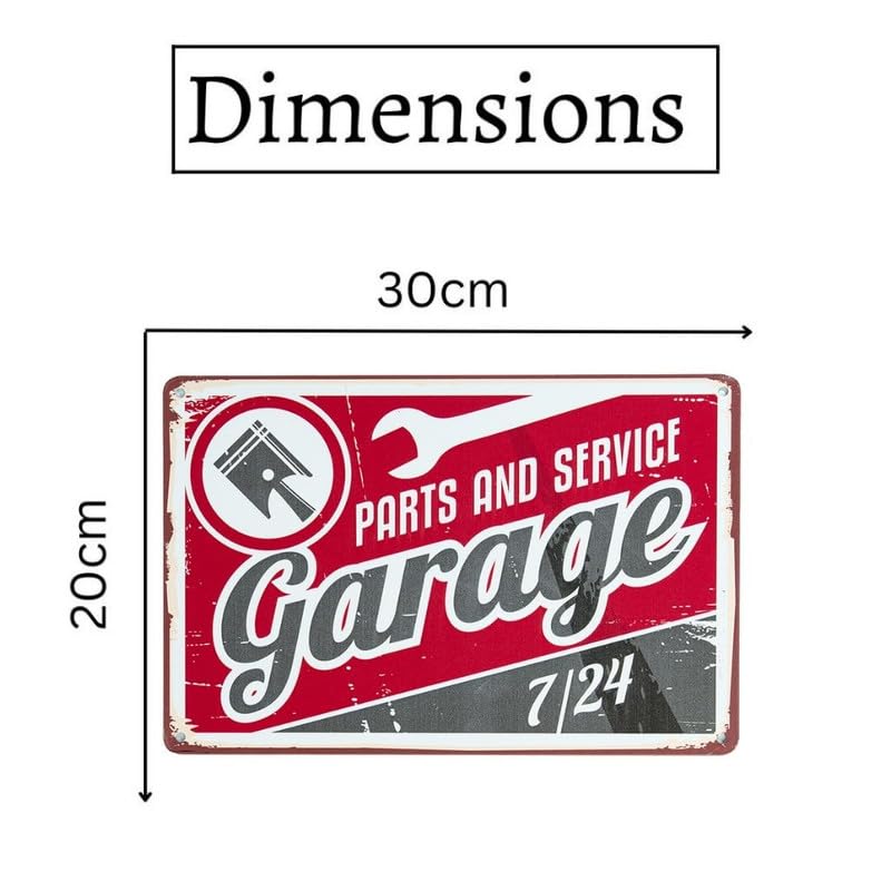 Image of Eazywagon Decorative Retro Metal Signs Wall Plate - 12x8 Inch (Garage-Parts and Service 7 /24) | Weatherproof Vintage Metal Sign Plate for Cafe, Home, Bar, Garage | Decorative Wall Hanging Sign Board
