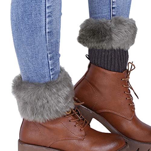 Image of Womens Fur Trim Boot Cuff Top Cover Leg Warmers