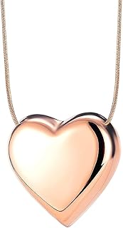 Collares Unisex Corazón de Amor, Lovea de Acero Inoxidable, Gargantilla de corazón 3D con Cadena de Acero, Joyas for Novias/Oro/Grande (Color : Rose Gold, Size : L)