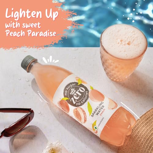 Image of Paper Boat Zero Peach Sparkling (Soda) Water - Pack of 12, 600 ml Each| Zero Sugar, Zero Calories | Sugar Free | Flavoured Carbonated Water | No Aspartame