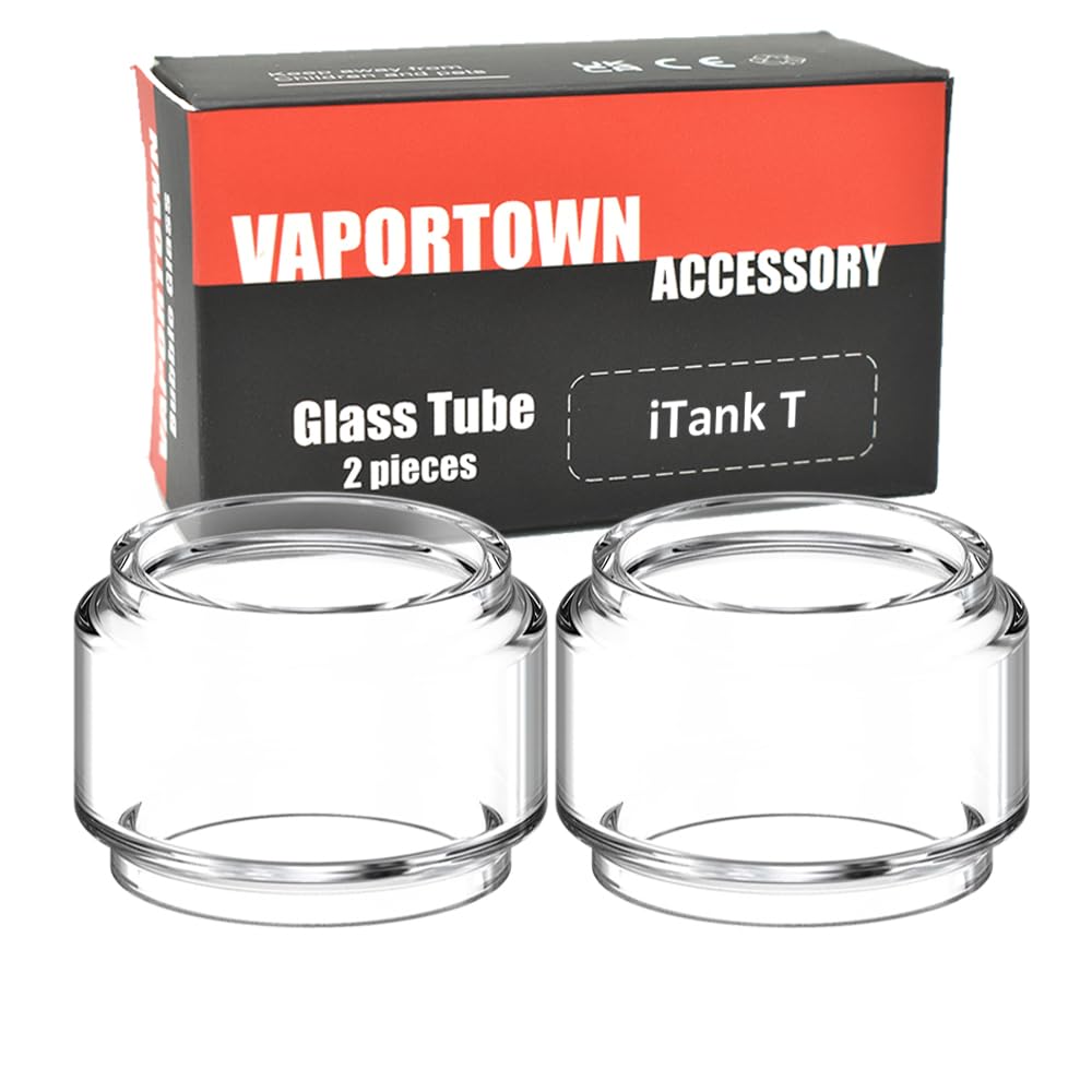 Vaportown 2X Spare Bubble Glass Tube for Vaporesso iTank T Transparent Replacement Extension Bulb Glass for GEN MAX GEN SE Kit Tank