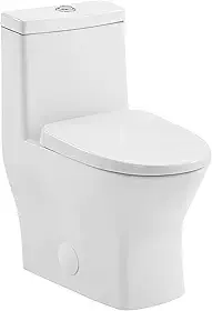 Carlton MacKenzie One-Piece 35.6 cm Rough-in 1.1/1.6 GPF Dual Top Flush Round WC em Branco Brilhante