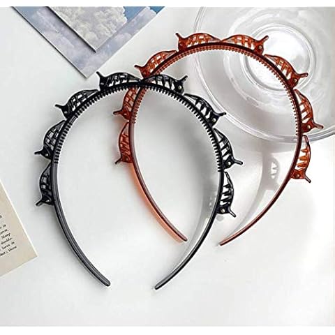 2Pcs Double Layer Twist Plait Headband Hair Tools, Multi-Layer Hollow Braided Hairband, Toothed Hairband Braids, DIY Braide Headbands for Women Girls Cover