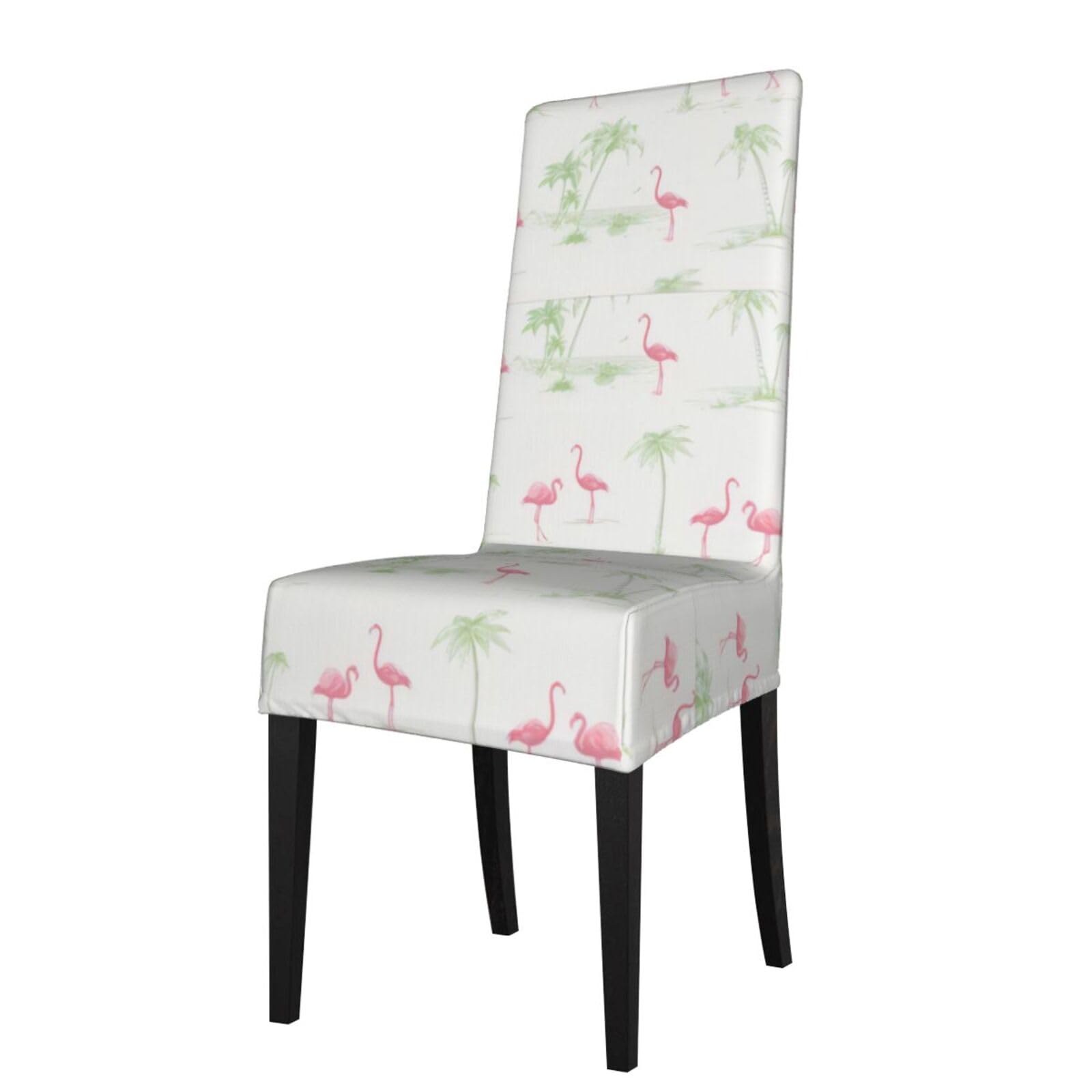 YYHWHJDE Pink Flamingos Prints Dining Chair Throw Covers – Stretchy & Wrinkle-Resistant Protector for Most Kitchen Chairs – Quick Refresh for Old Furniture