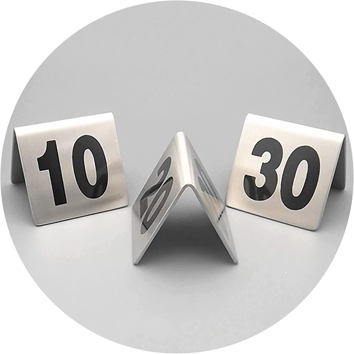 Numery stołów w kształcie trójkąta ze stali nierdzewnej - stabilne, stojące - od 1 do 50/100, stojaki na numery stołów w stylu namiotu, do restauracji, kawiarni, barów, impr,Black-100
