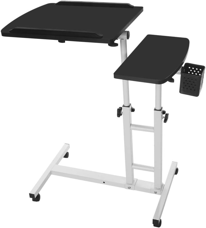 Laptop Desk,Vanvler Turn Lift Sit-Stand { Adjustable Laptop Table } Multifunction Computer Desk Cart (New Black)