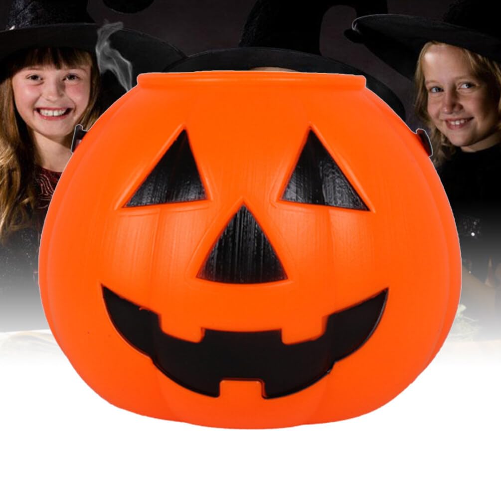Didiseaon Pumpkin Candy Bucket 2 Pcs Halloween Pumpkin Buckets-Orange Decor Trick or Treat Bucket with Handle, Portable Pumpkin Candy Bucket Box for Party Favor (Random Style)