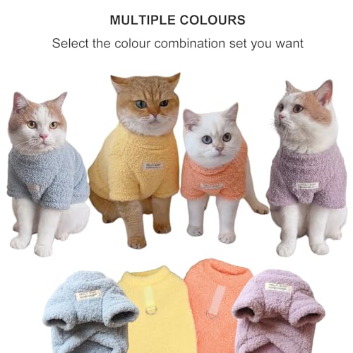 2 Stück Fleece Hundepullover für Kleine Hunde und Katzen, Warme Leichte Welpen Hunde Sweater, Haustier Herbst Winter Pullover Bekleidung (Orange+Blau, S)