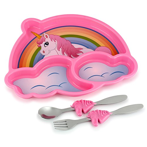 KidsFunwares Me Time PP Dinnerware Set (Unicorn) – 3-Piece Set for Kids