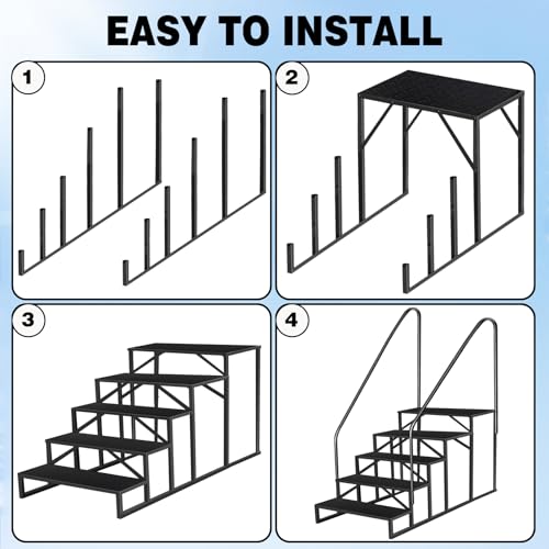 Escalera de 5 pasos con barandilla lateral para uso exterior miniatura 5