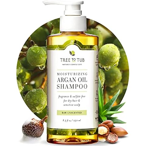 Tree To Tub Fragrance Free Shampoo for Dry & Sensitive Scalp - Gentle Unscented Hydrating Hair Shampoo for Women & Men, Moisturizing Sulfate Free Shampoo w/Organic Argan Oil, All Natural Aloe Vera Cover
