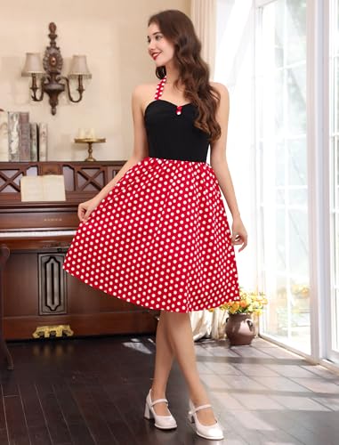 Image of 1950s Dresses for Women Vintage 50s Polka Dot Pinup Retro 40s 60s Rockabilly Audrey Hepburn Tea Party Cocktail Swing Dress