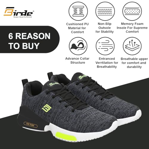 Image of Birde Men's Sports Shoes for Gym, Walking, & Running Lightweight Comfortable Sports Shoes | Colour -Black EVA-TPR-TPU Knitting Sports Shoes