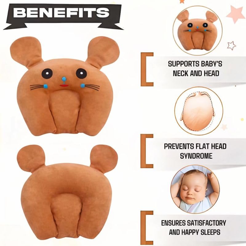 Image of Baby Pillow Combo Set for Newborns & Infants | Toddler Pillow Head Support Cushions with Plush Side Rollers for 0-12 Months