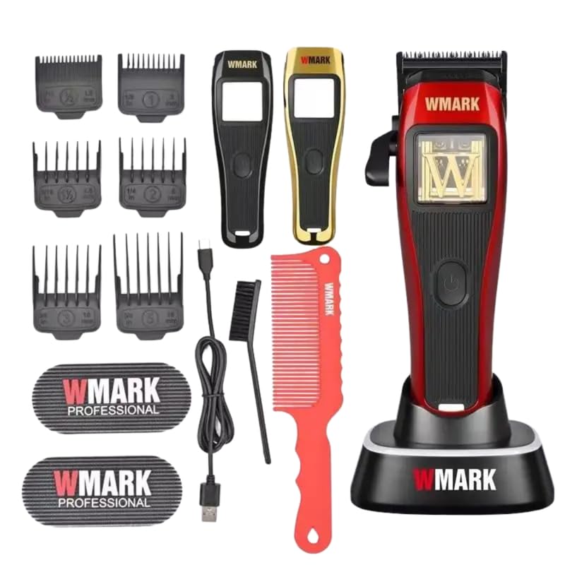 Image of WMARK NG-X1 Ultra Premium Professional 10000 Rpm Magnetic Maglev Motor 0 Gapped Hair Clipper High Precision Fade Blade With DLC Process 6 Guide Comb Taper Lever Charging Pod & Stand, Model 35