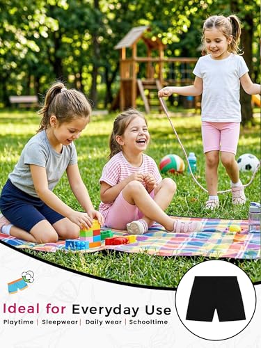 Image of BODYCARE Girls Solid Cycling Shorts | 100% Cotton Stylish, Comfortable & Durable Shorts for Girls | Pack of 3 (Color & Print May Vary)