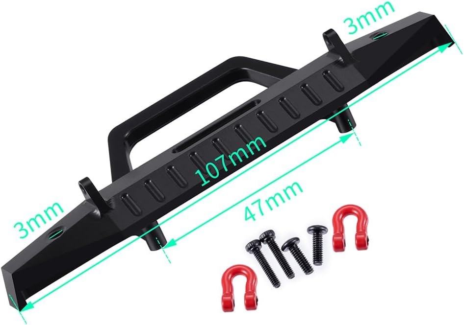 MOHERO Aluminum Front and Rear Bumper Set with Tow Hook for 1/18 TRX4M High Trail K10 RC Crawler Car Upgrade Part,(Front&Rear)