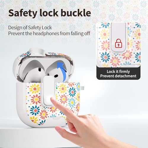 Image of for AirPods 4 Case with Secure Lock Clip in Phone Stand,Floral Girly Style Protective Cover with Cleaning Kit and Carabiner for Apple iPod 4 Generation (Sun Petals)