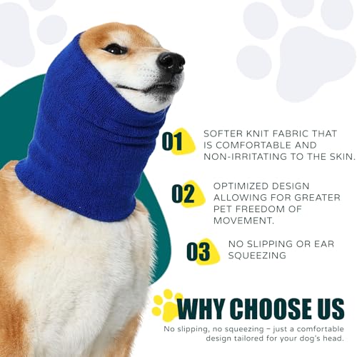 Image of Dog Calming Hoodie Quiet Head Cover Sleeves Double Layer Thickened Dog Ear Muffs Noise Protection,Dog Hematoma Ear Wrap, Dog Headband for Anxiety Relief for Bath, Thunderstorms