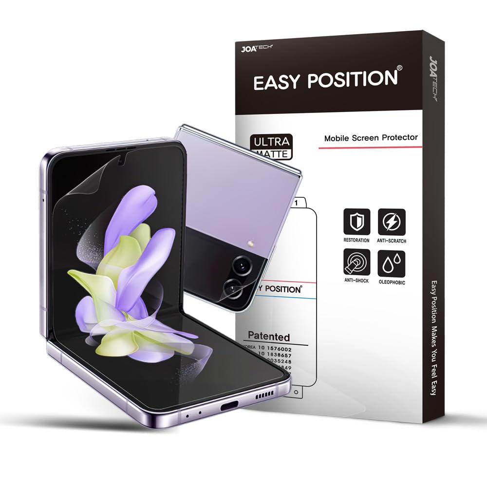 EASY POSITION ( 3Set Galaxy Z Flip 4 Anti Glare Matte Screen Protector Film, 3pcs Inner +3pcs Outer + 3pcs Hinge Film, Perfect Touch, Bubble Free Easy Installation with Guide tool