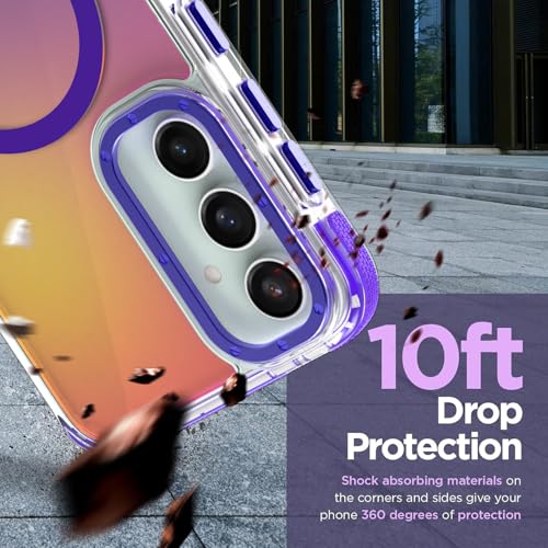 Image of Magnetic Case for Samsung Galaxy S23 FE 5G [Compatible with Magsafe] [Cute Fashion Fluorescent Design] [1 Screen Protector] Slim Translucent Matte Case for Galaxy S23 FE 5G 6.4 inch, Purple