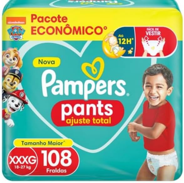 Fralda Pampers Pants Ajuste Total Tamanho XXXG 108 Unidades