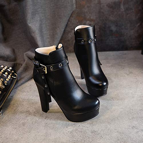 Scaoruki Women Fashion Autumn Shoes Block Heels Ankle Boots3