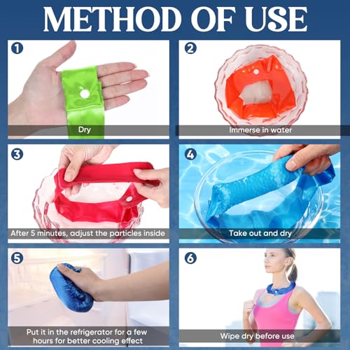 Image of Cozypower 6 Pcs Cooling Neck Wraps with Button Cooling Bandana Neck Cooler Scarf for Hot Weather Ice Neck Wrap Summer Outdoor
