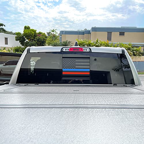 Image of Xinghe for Chevy Silverado GMC Sierra Chevrolet Colorado, Rear Middle Window American Flag Decals Stickers (Matte Black RedBlue Line, for 2004-2018 Sierra Silverado)