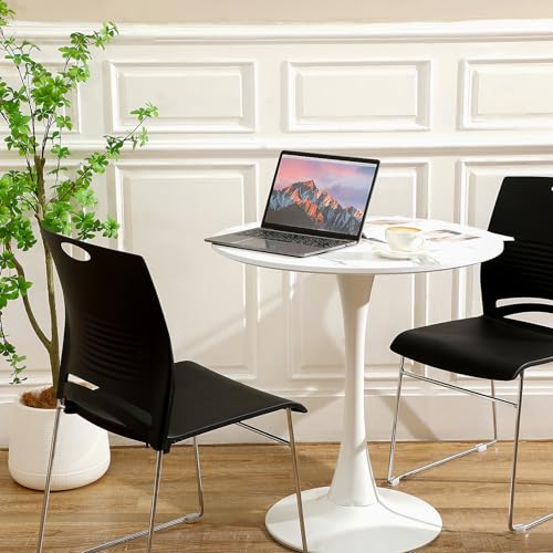 Suzile 4 Pack Stackable Waiting Room Chairs Stacking Church Guest Plastic Chairs with Sled Base for Conference Room Office Reception Dining Table Lobby Hospital Wedding Hotel (Black)