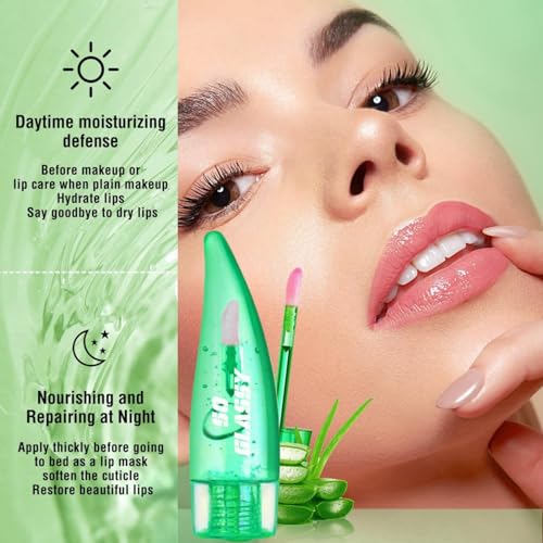 Aloe Vera Lip Oil Plumping Lip Gloss,Magic Colour Changing Lip Gloss,Magic Temperature Color Change Lip Gloss,Long Lasting Nutritious Moisturizing Aloe Vera Lip Balm,Color Changing Lipstick for Women - Image 6