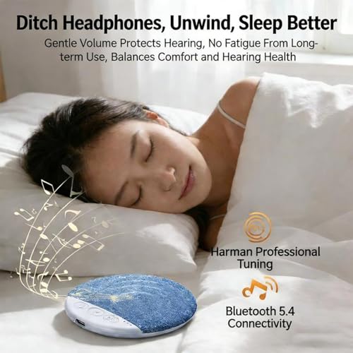 Image of Ultra-Thin Under Pillow Speaker, Bluetooth Sleep Sound Machine with White Noise & Custom Timer, for Side Sleepers, Insomnia Relief, Baby Nursery & Office Focus