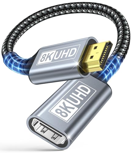 ZEENVIC Cable Alargador HDMI 0.5M, Cable de extensión HDMI 2.1 8K@60Hz 4K@120Hz/144Hz 48Gbps High Speed UHD eARC HDCP 2.3 HDR10+ Dinámico, Compatible con TV Stick, HDTV, Portátil, PS5/PS4