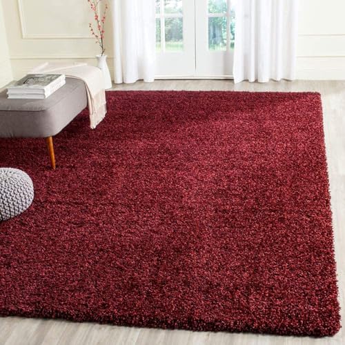 Image of Solid Fluffy Rugs and Carpet for Hall and Drawing Room 5x7 Feet Maroon Color