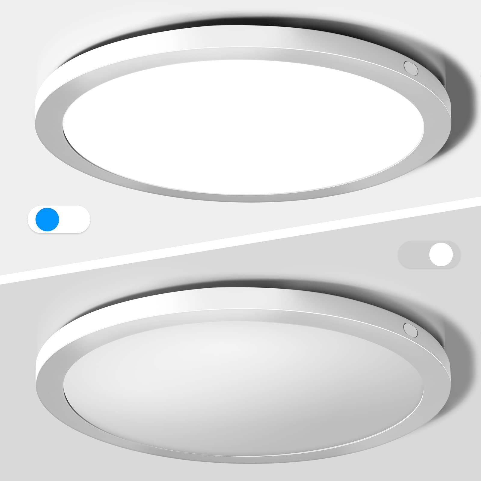 MAXvolador 2-Pack LED Flush Mount Ceiling Light, 12 Inch, 24W (150W Equivalent), Dimmable 2100lm, Daylight White 5000K, Round Ceiling Lamp Surface Mount for Kitchen, Hallway