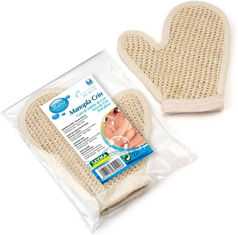 Guante Exfoliante para Masaje Corporal, Anticelulítico, Masajeador Natural para Ducha, Cepillo para Celulitis en Piernas y Glúteos (Blanco crema)