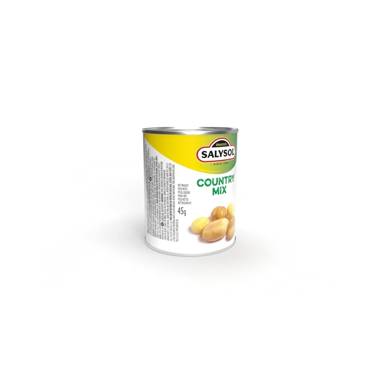 SALYSOL Country Mix Cacahuetes Habas Garbanzos Bola de Maíz Aceite de Girasol Snacks Envasados al Vacío