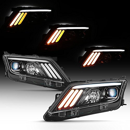 ACANII - For Black 2010-2012 Ford Fusion LED [SEQUENTIAL Signal] DRL Projector Headlights Headlamps Left + Right