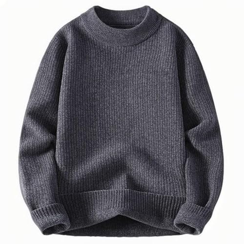 Men Solid Color Sweater Pullover Cable Knit Round Neck Sweaters Long Sleeve Knitwear Loose Chunky Knitted Sweaters