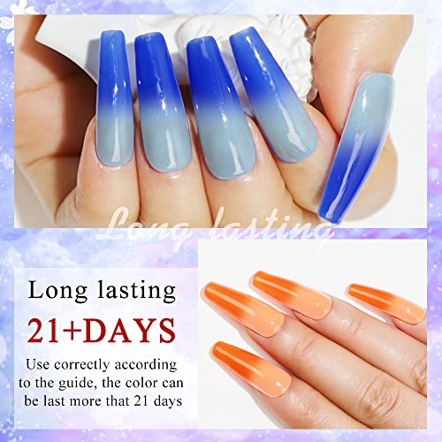 Mizhse Mood Temperature Color Changing Nail Polish Set, Halloween Glow In The Dark Gel Nail Polish Black Pink Green Blue Yellow Orange 8 Colors 7Ml Soak Off Gel Polish Kit For Nail Art Manicure Diy At Home #TOP3