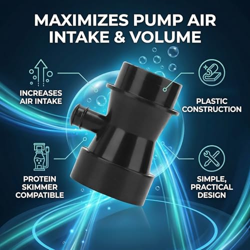Image of GLOGLOW Aquarium Venturi Tube Black Air Suction Nozzle for Protein Skimmer, Increase Air Intake Volume 14g, Both Ends 3cm 2cm Outer Diameter, for Saltwater Freshwater Tank Pump Separator U