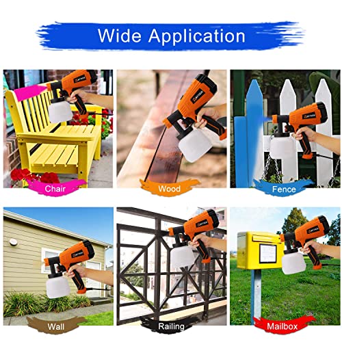 YATTICH Paint Sprayer, 700W High Power HVLP Spray Gun, 5 Copper Nozzles & 3 Patterns, Easy to Clean, for Furniture, Cabinets, Fence, Car, Bicycle, Garden Chairs etc. YT-201 - Thumbnail 5