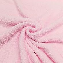 Cotton Terry Towelling 60" Fabric Plain Soft Double Sided Beach Bath Towel Fabric sold per Half Metre and Metre (Half Metre 50 cm x 150cm, Baby Pink)