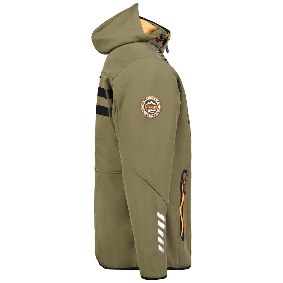 Geographical Norway Royaute Men - Giacca Cappuccio Softshell Impermeabile Uomo - Giacca Vento Tattica Da Esterno - Escursionismo Sci Autunno Inverno Primavera (Chaqui arancione XL)