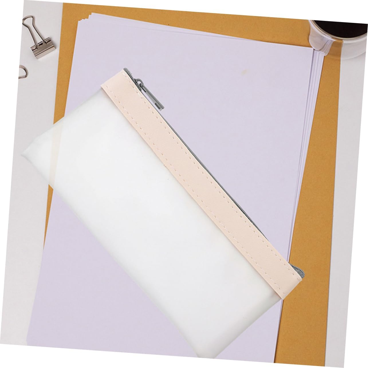 Didiseaon 2Pcs Transparent Cash Pouch with Zipper Capacity Clear Money Bag for Easy Organization for Small Item Storage Bank Deposits and Pen Bag Use