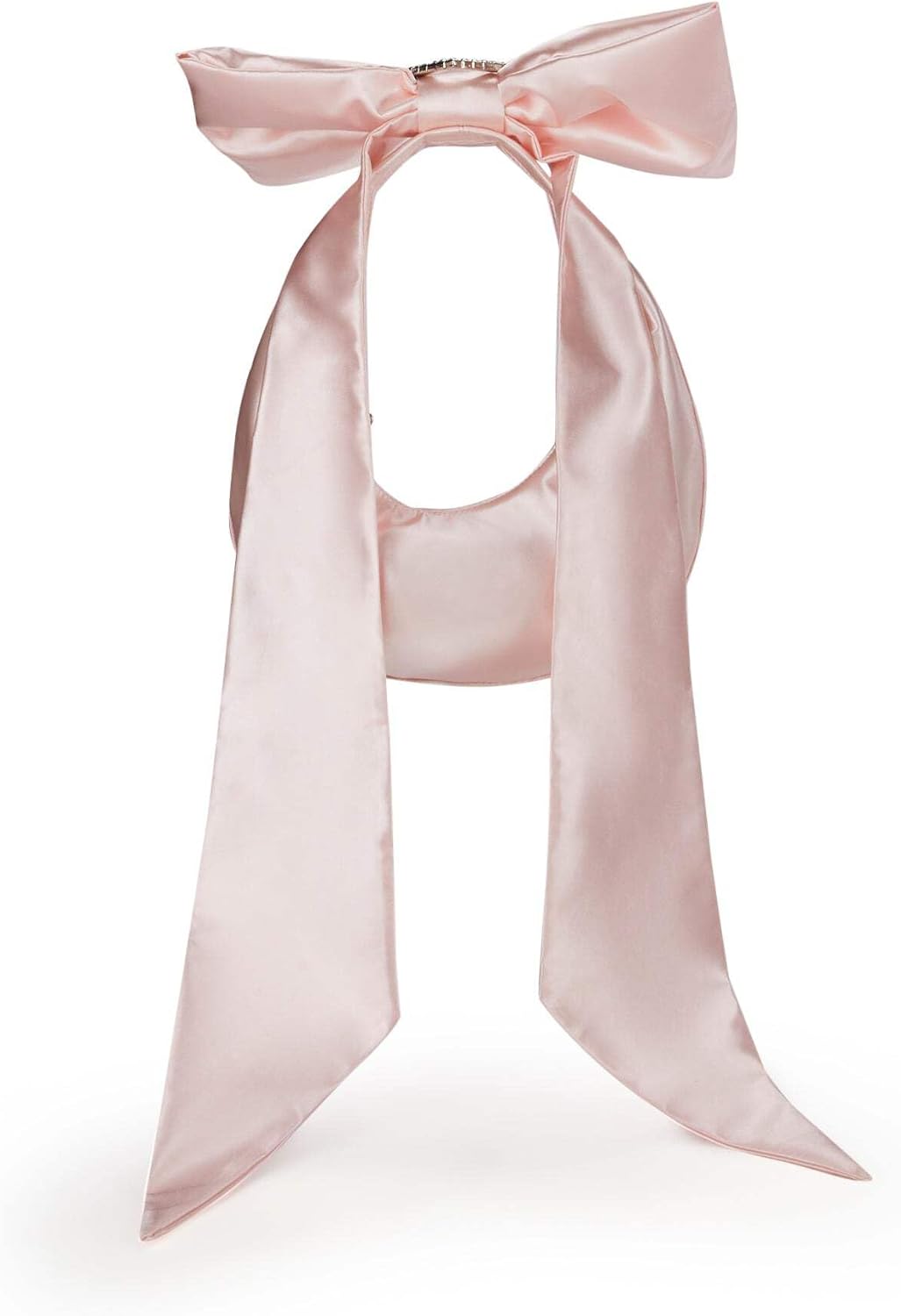 Dolls Kill Lady Royal Shoulder Bag by Sugar Thrillz – Satin Purse with Rhinestone Ribbon Handle & Heart Accent, One Size